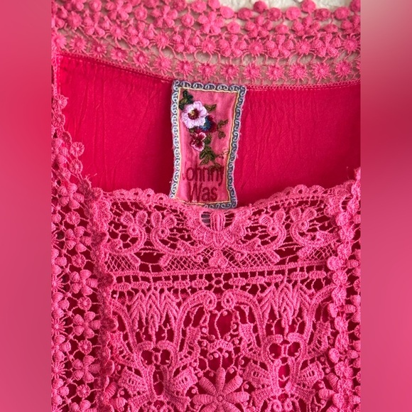 NEW | Johnny Was | Pink Crochet Georgette Blouse - Size M - Picture 4 of 7